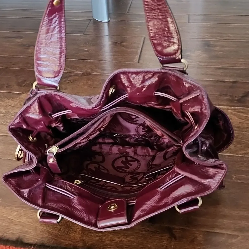Michael Kors Burgundy Patent Leather Shoulder Bag